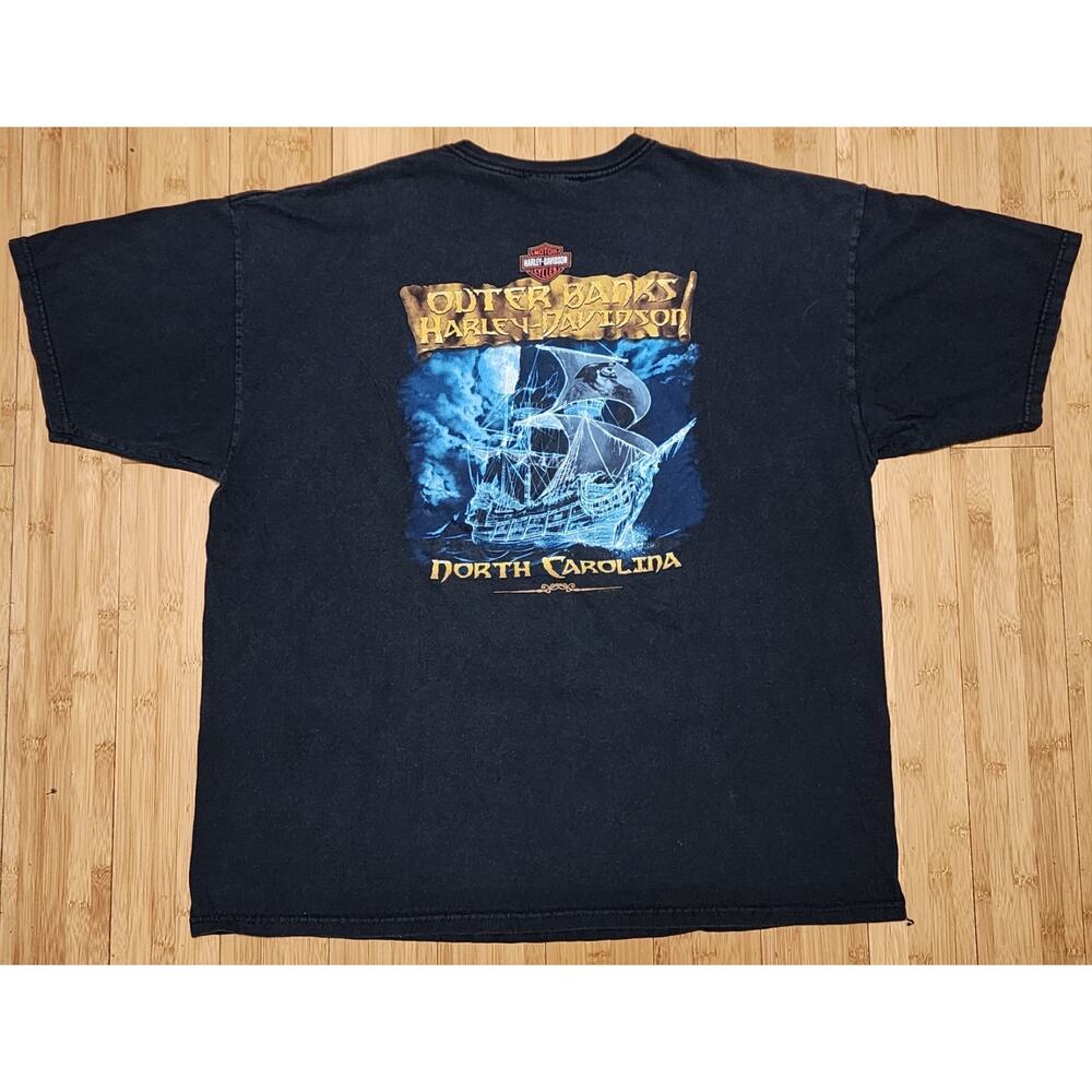Harley Davidson Shirt Men's Size XL Black Outer Banks North Carolina Pirate Ship